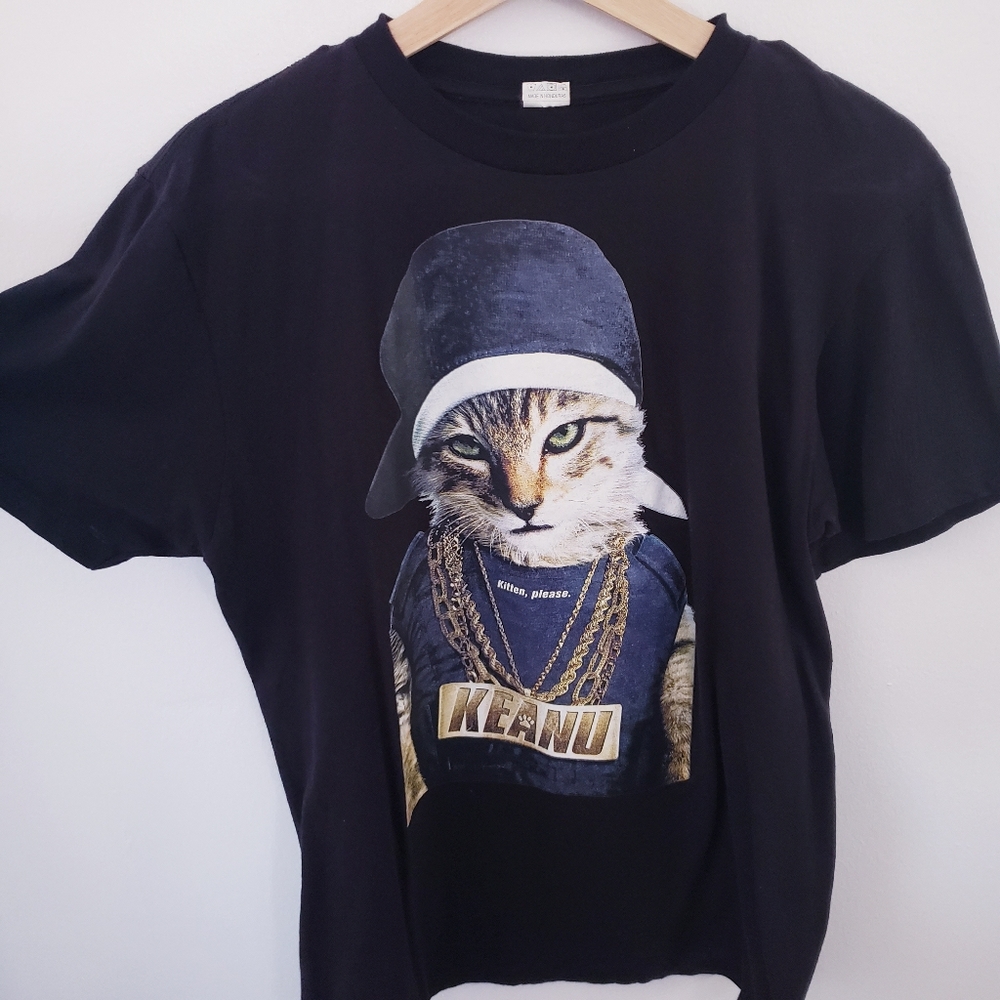 Keanu Kitten cat tshirt medium black tshirt unisex